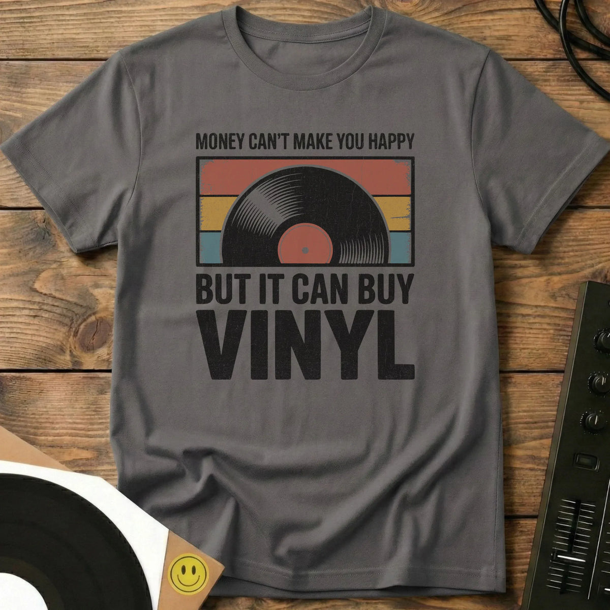 It Can Buy Vinyl T-Shirt Charcoal / S It Can Buy Vinyl T-Shirt