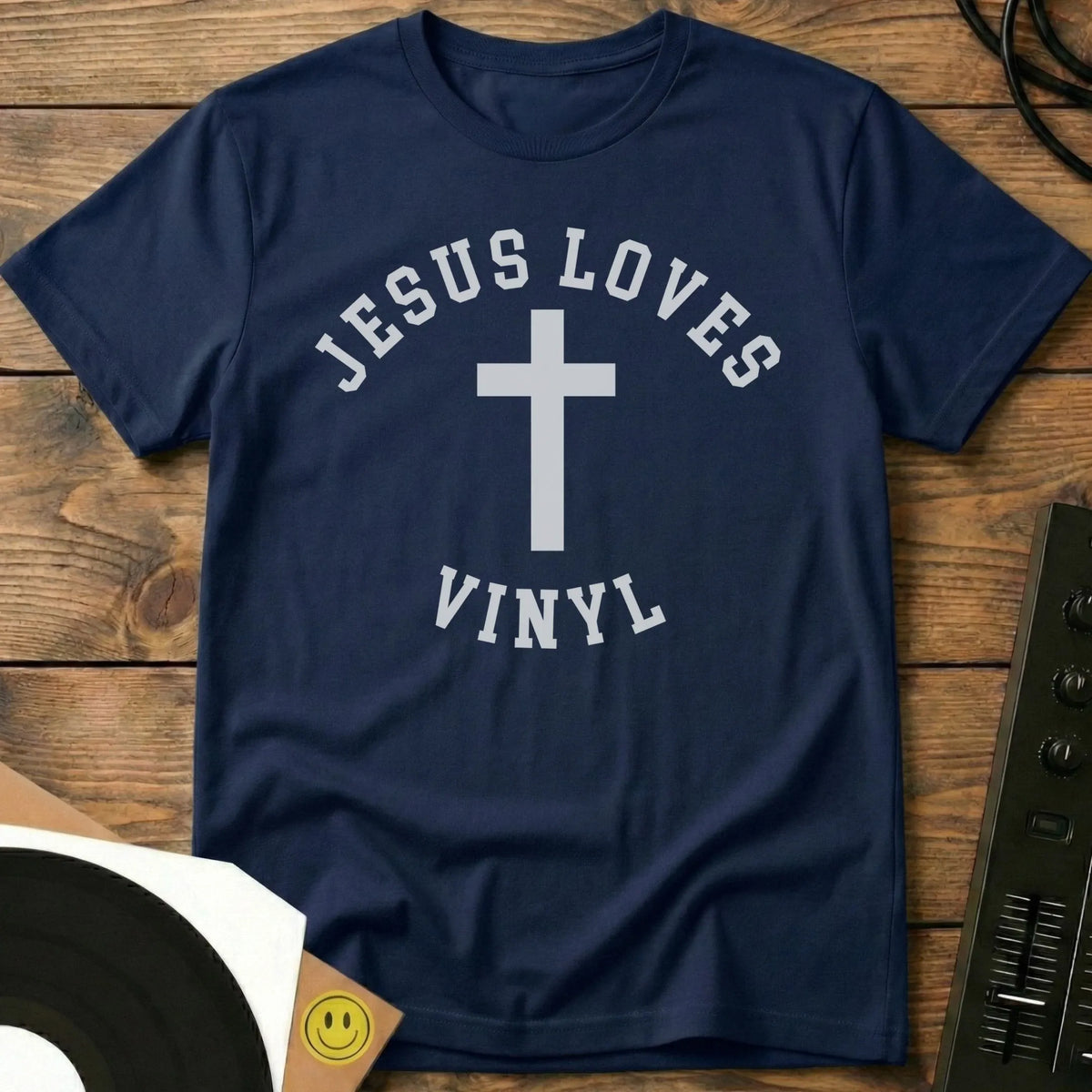 Jesus Loves Vinyl T-Shirt Navy / S Jesus Loves Vinyl T-Shirt