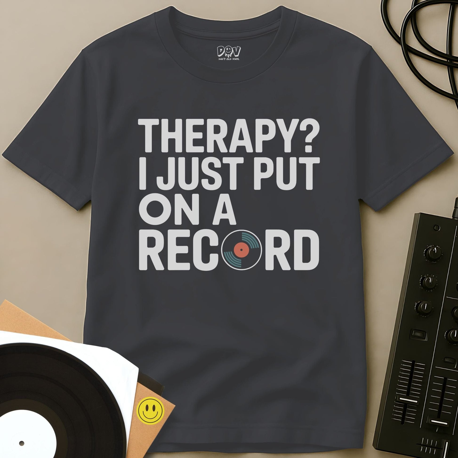 Just Put A Record On T-Shirt Charcoal / S Just Put A Record On T-Shirt
