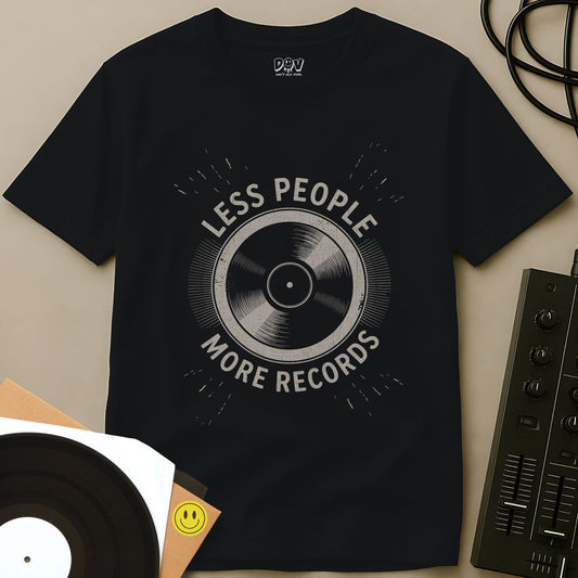 Less People More Records T-Shirt Black / S Less People More Records T-Shirt