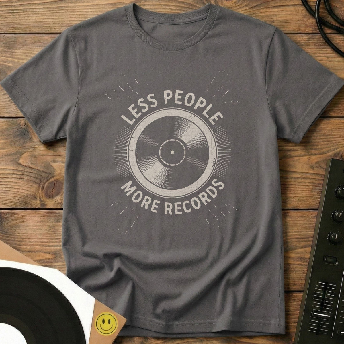 Less People More Records T-Shirt Charcoal / S Less People More Records T-Shirt