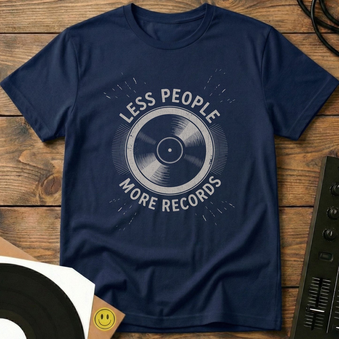 Less People More Records T-Shirt Navy / S Less People More Records T-Shirt