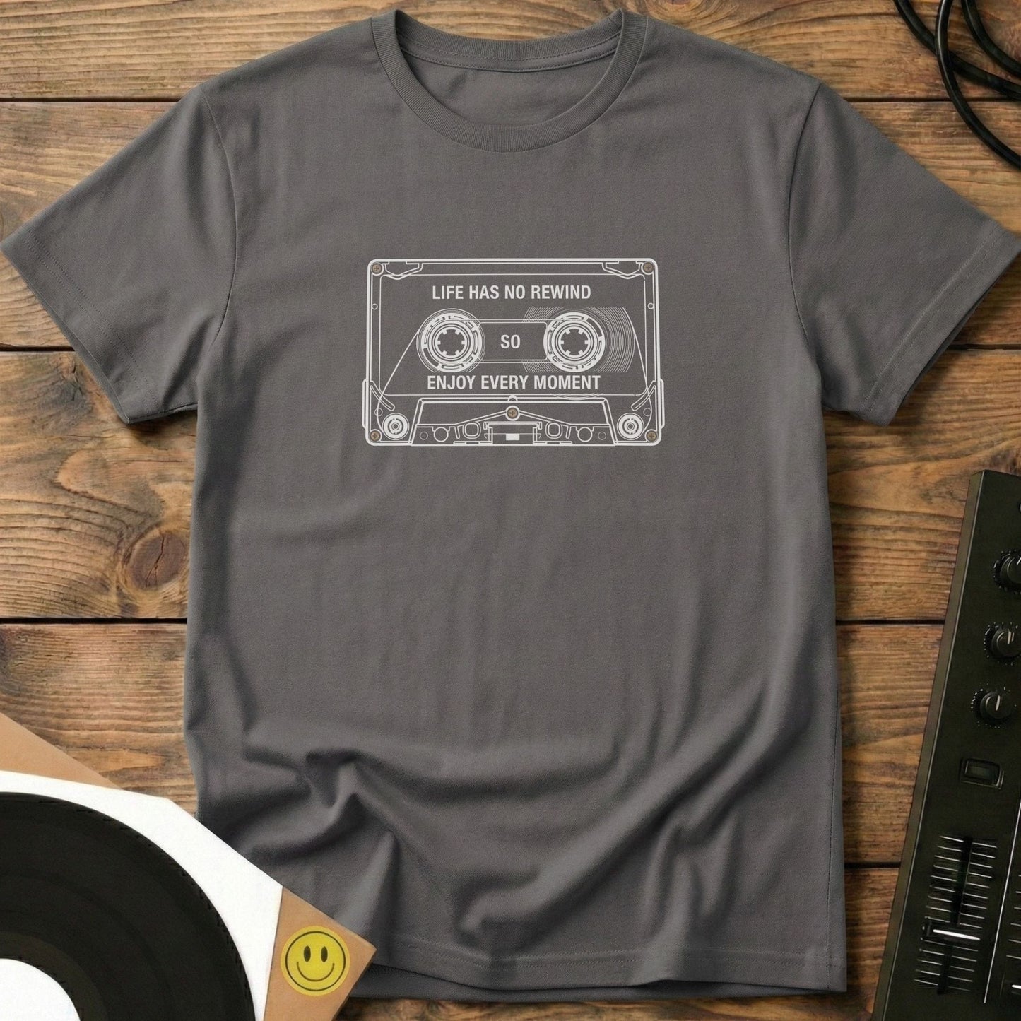 Life Has No Rewind T-Shirt Charcoal / S Life Has No Rewind T-Shirt