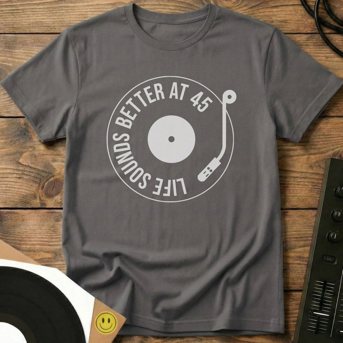 Life Sounds Better At 45 T-Shirt Charcoal / S Life Sounds Better At 45 T-Shirt