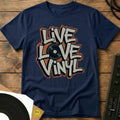 Live, Love, Vinyl T-Shirt Navy / S Live, Love, Vinyl T-Shirt