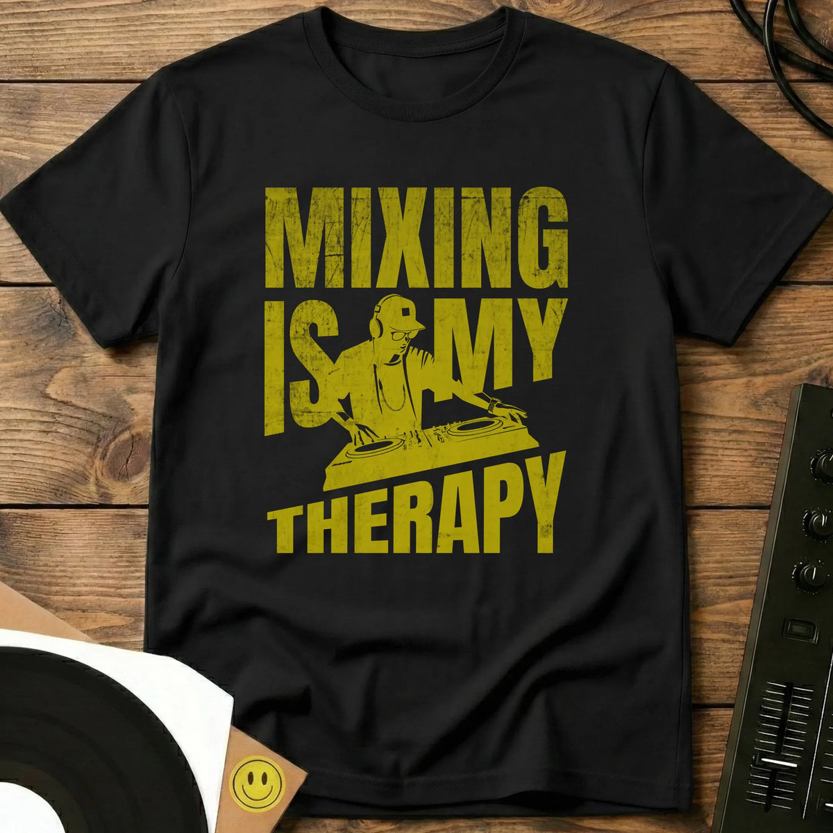 Mixing Is My Therapy - Yellow T-Shirt Black / S Mixing Is My Therapy - Yellow T-Shirt
