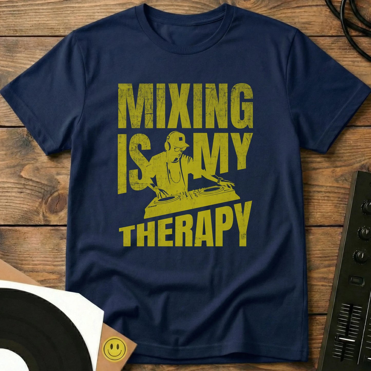 Mixing Is My Therapy - Yellow T-Shirt Navy / S Mixing Is My Therapy - Yellow T-Shirt