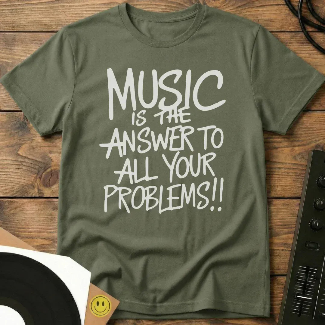 Music Is The Answer T-Shirt Military Green / S Music Is The Answer T-Shirt