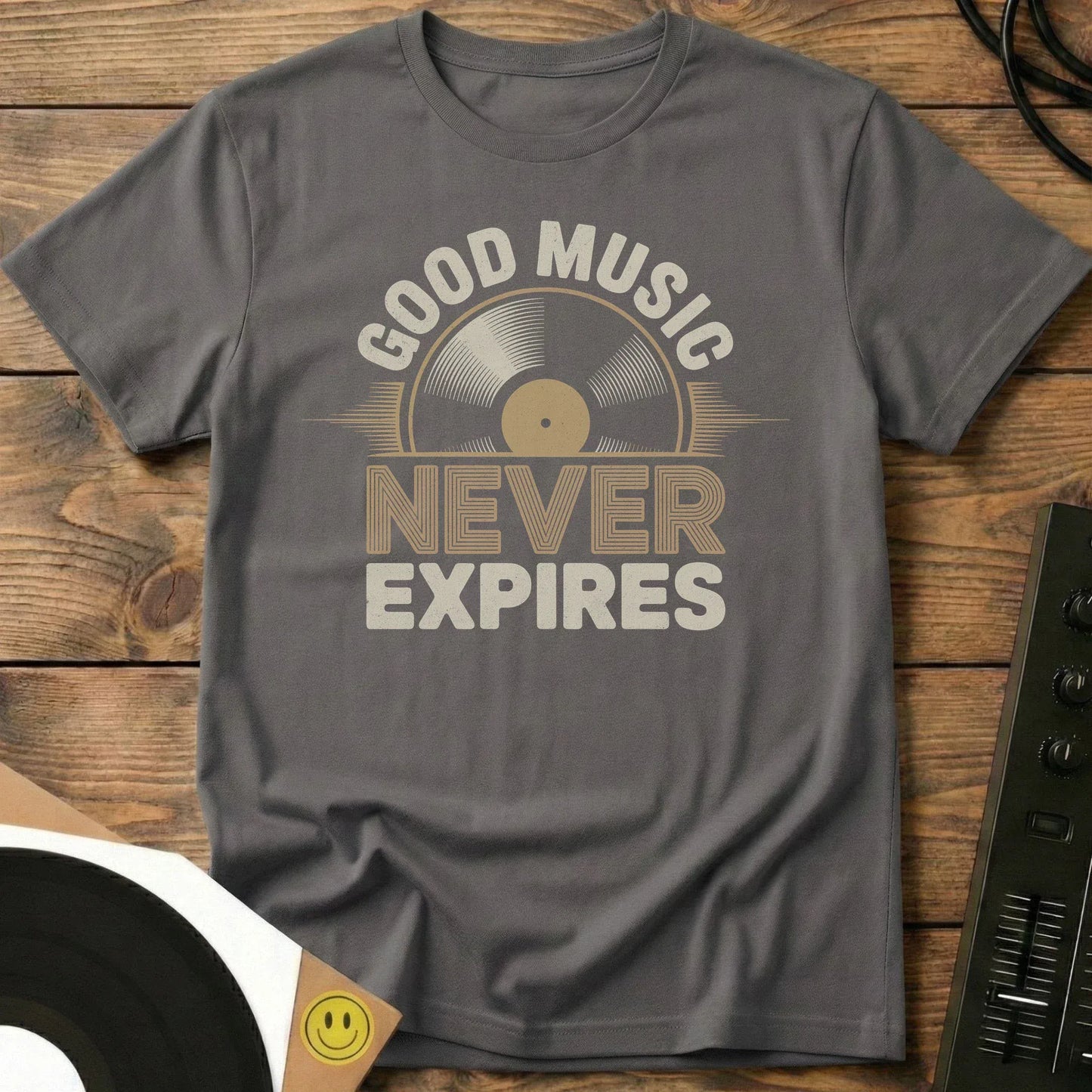 Music Never Expires T-Shirt Charcoal / S Music Never Expires T-Shirt