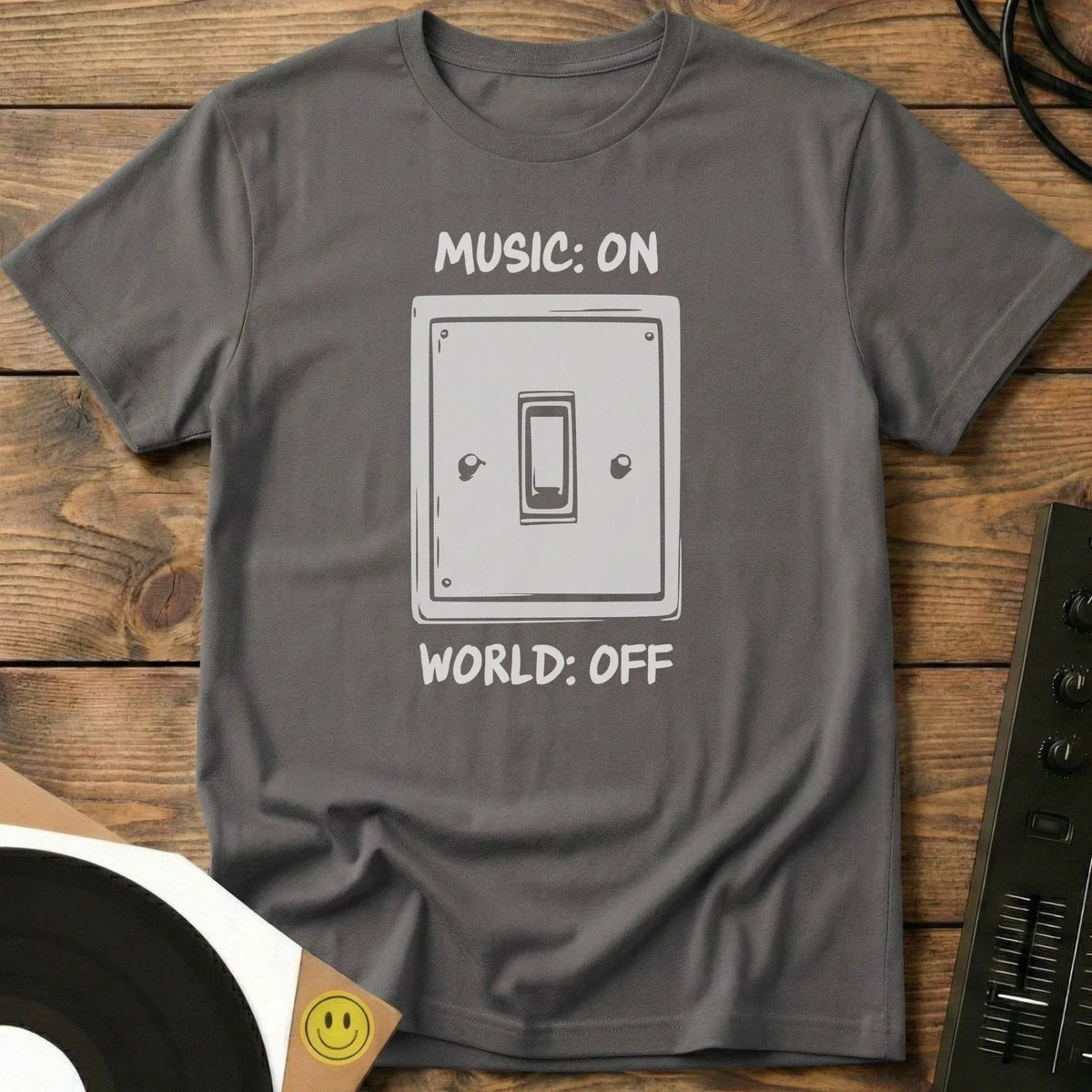 Music On, World Off T-Shirt Charcoal / S Music On, World Off T-Shirt