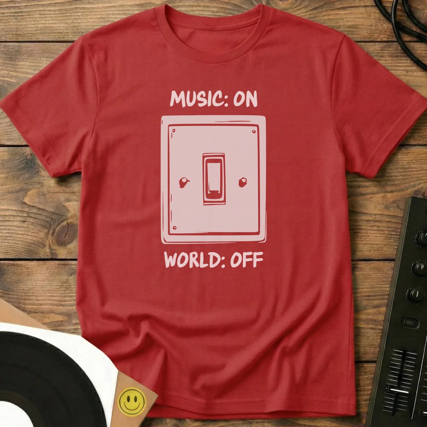 Music On, World Off T-Shirt Red / S Music On, World Off T-Shirt