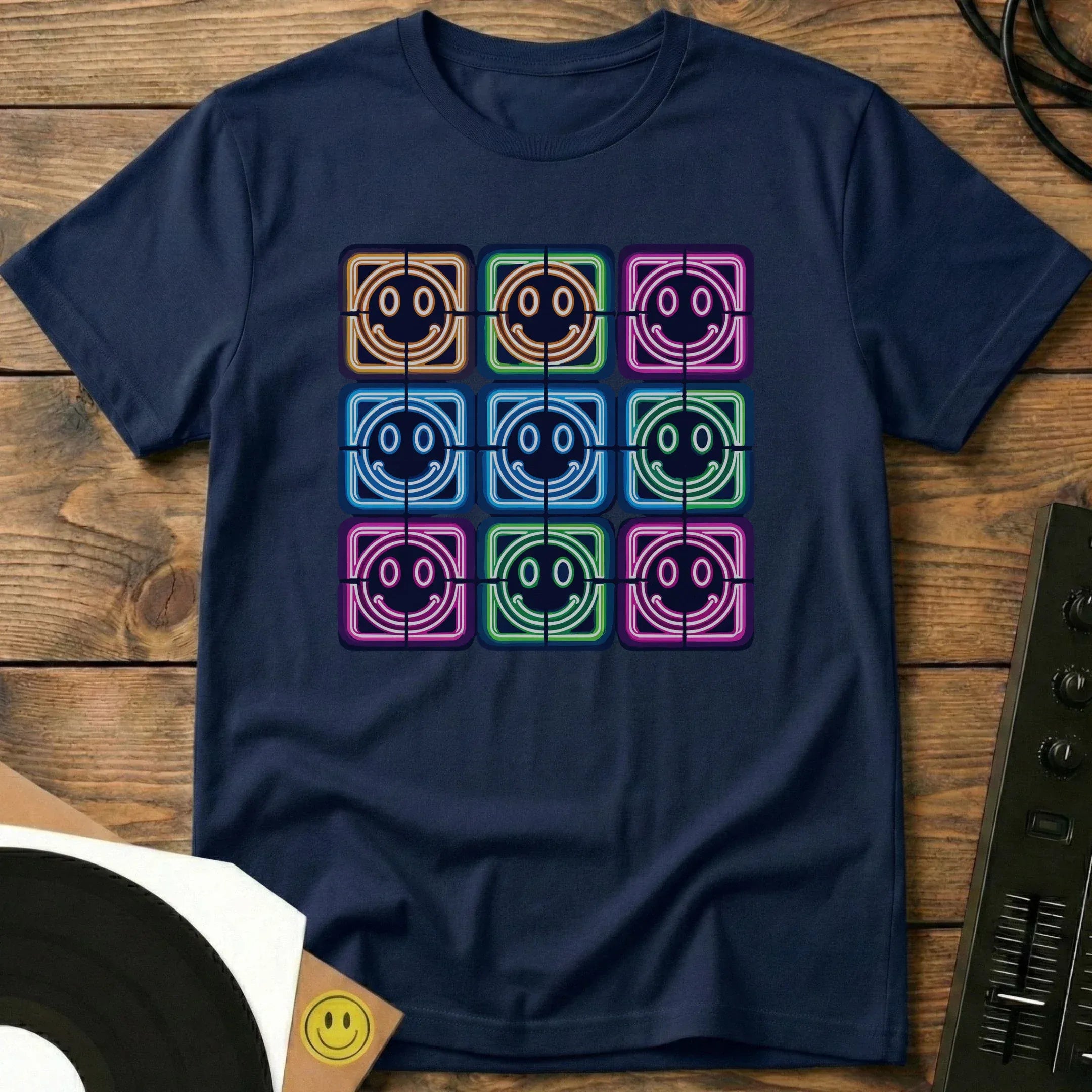 Neon Acid Grid T-Shirt Navy / S Neon Acid Grid T-Shirt