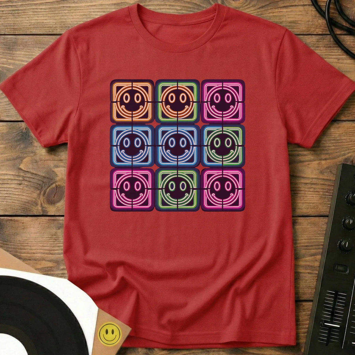 Neon Acid Grid T-Shirt Red / S Neon Acid Grid T-Shirt