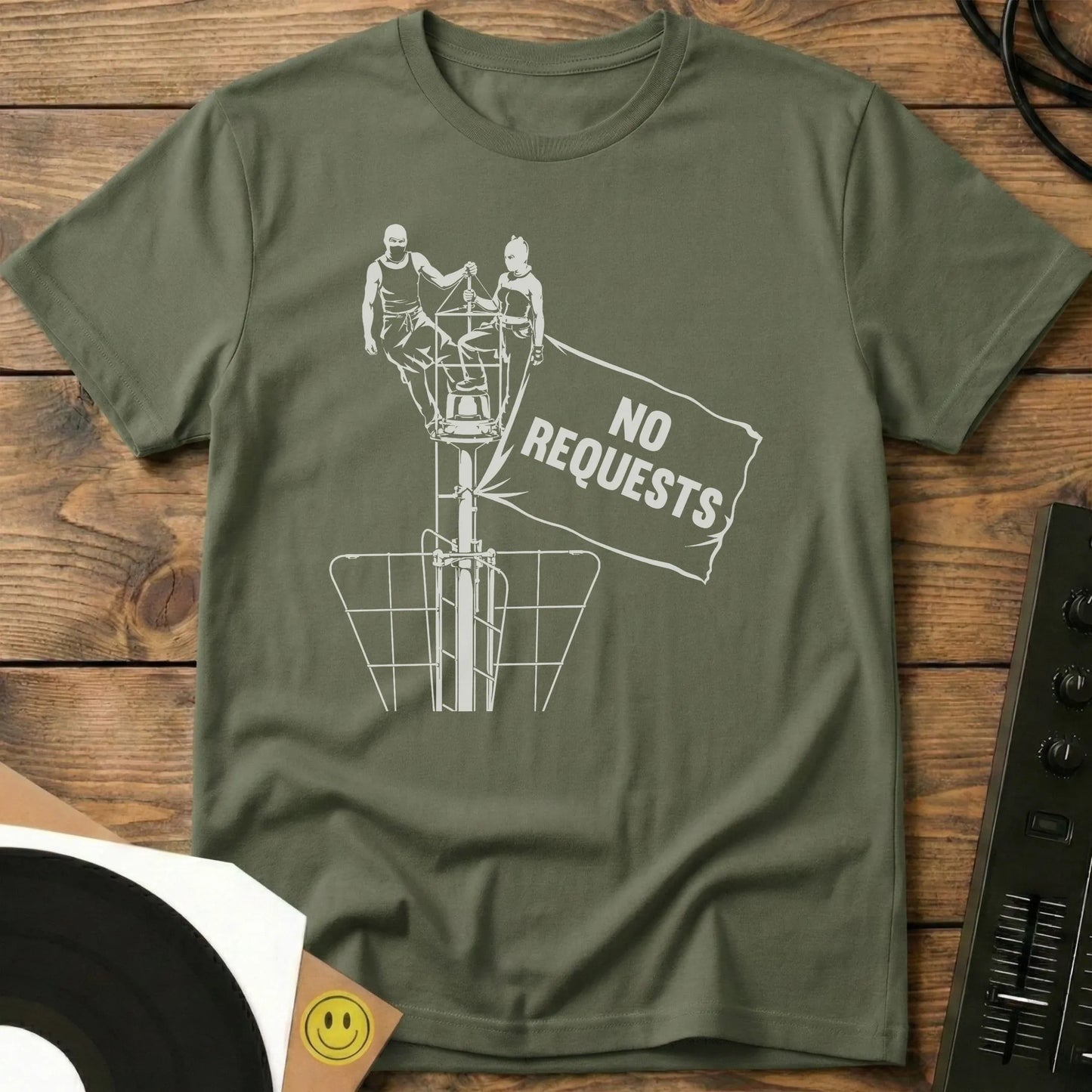 No Rquests Banner T-Shirt Military Green / S No Rquests Banner T-Shirt