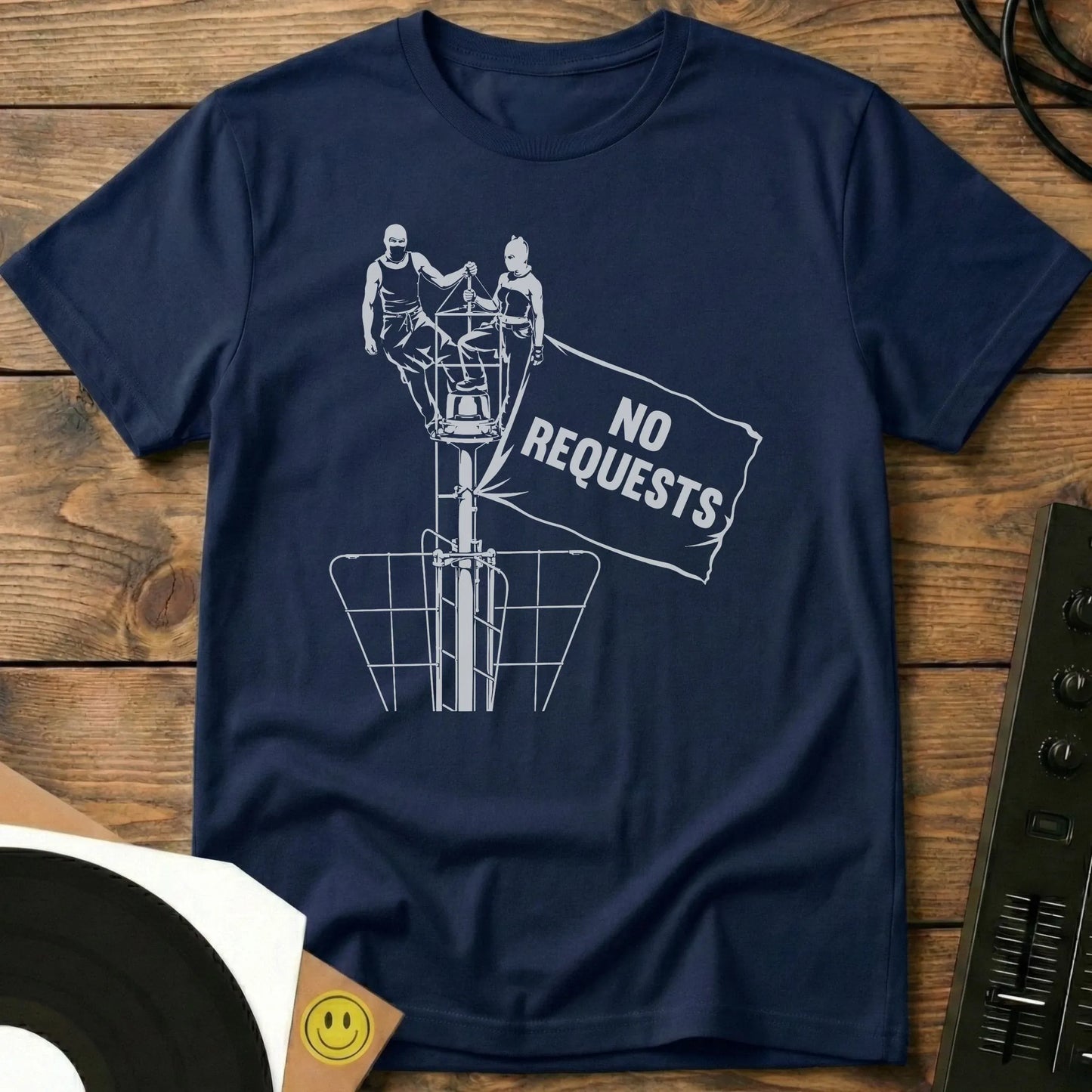 No Rquests Banner T-Shirt Navy / S No Rquests Banner T-Shirt