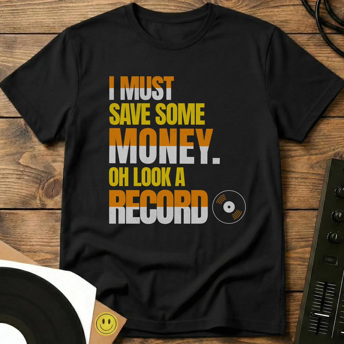 Oh Look A Record T-Shirt Black / S Oh Look A Record T-Shirt
