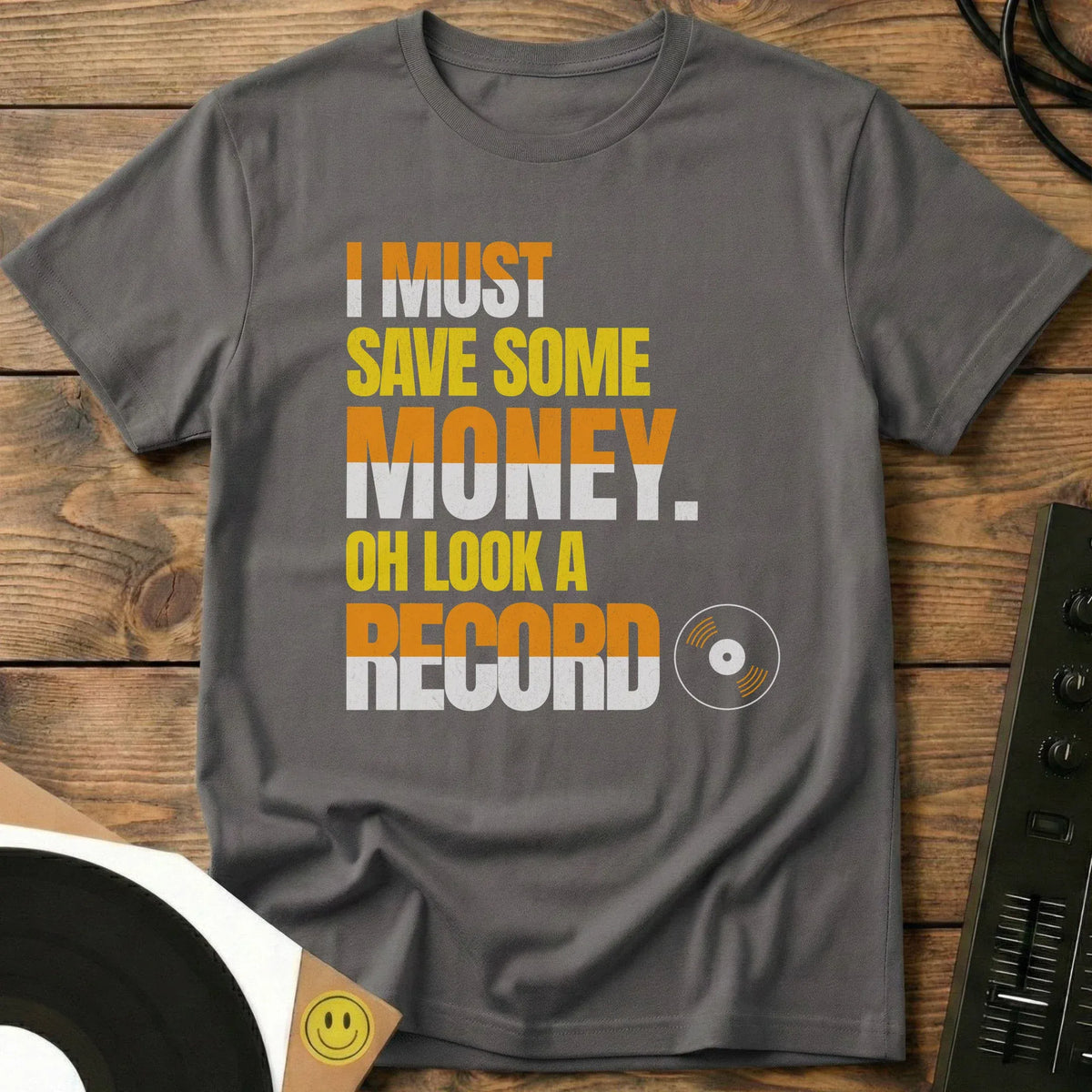 Oh Look A Record T-Shirt Charcoal / S Oh Look A Record T-Shirt