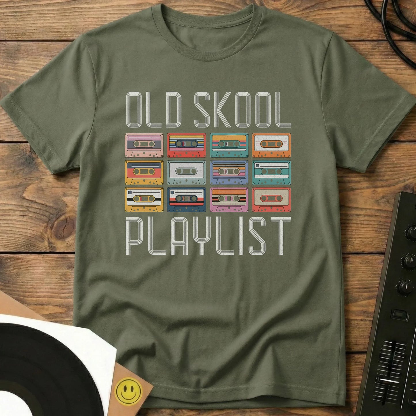 Old Skool Playlist T-Shirt Military Green / S Old Skool Playlist T-Shirt