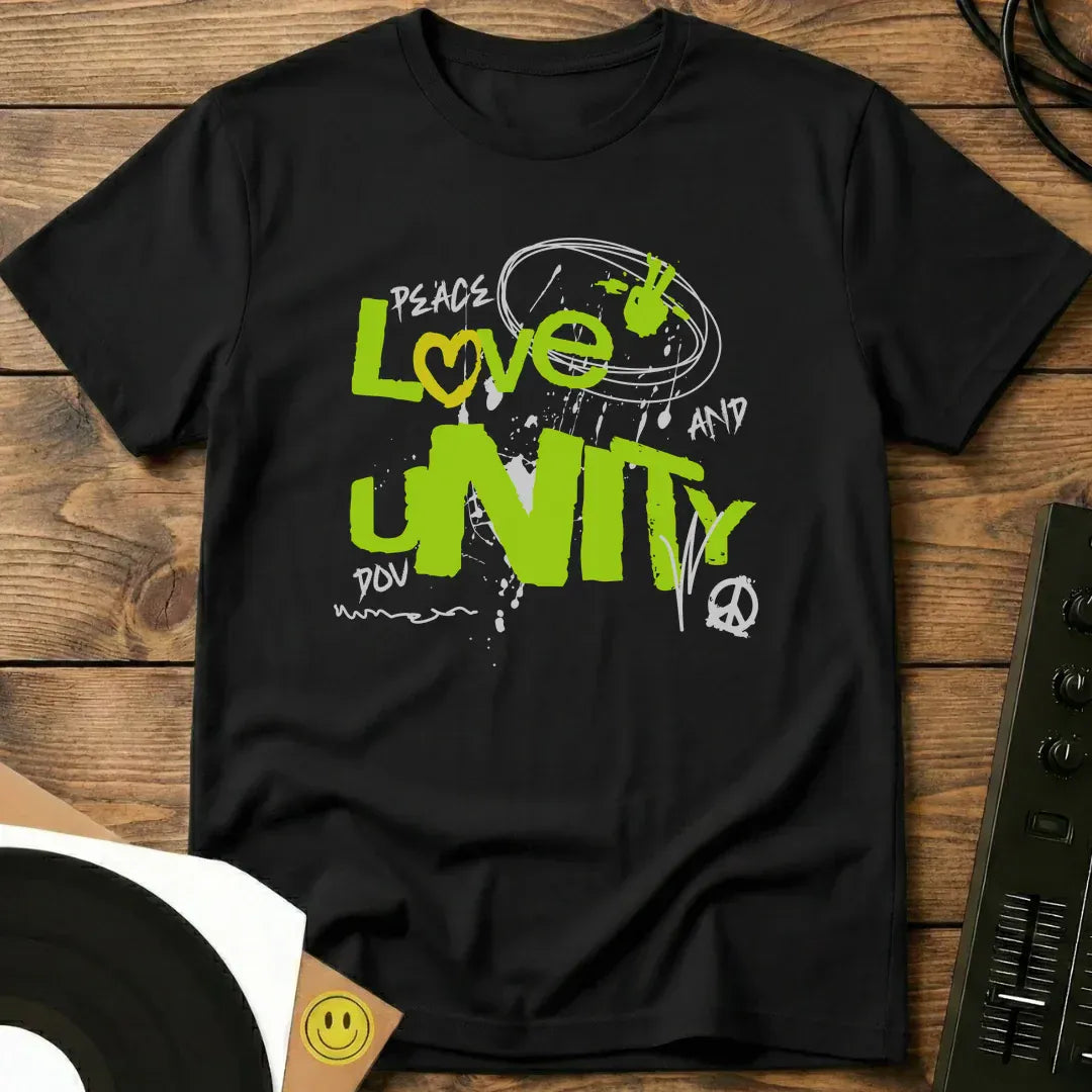 Peace Love And Unity T-Shirt Black / S Peace Love And Unity T-Shirt
