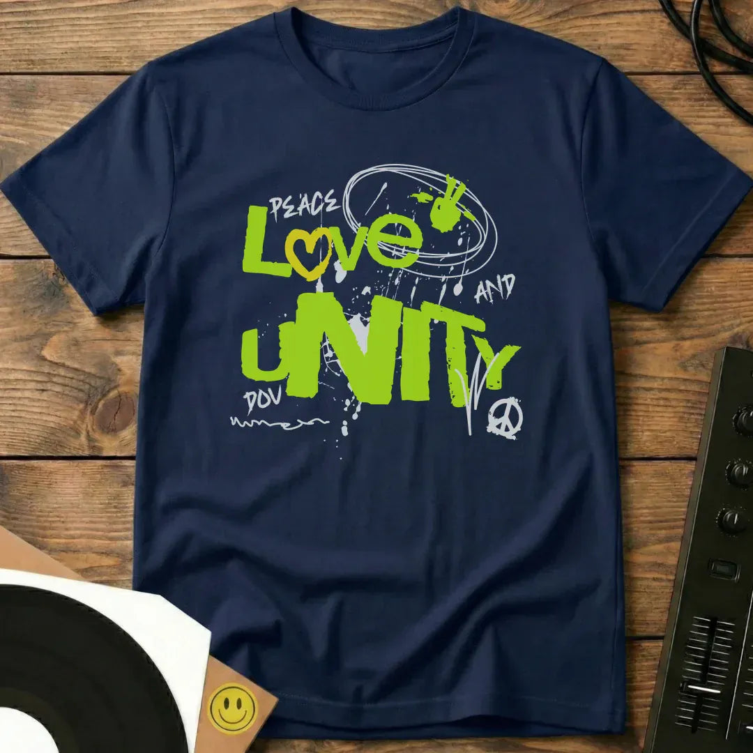 Peace Love And Unity T-Shirt Navy / S Peace Love And Unity T-Shirt
