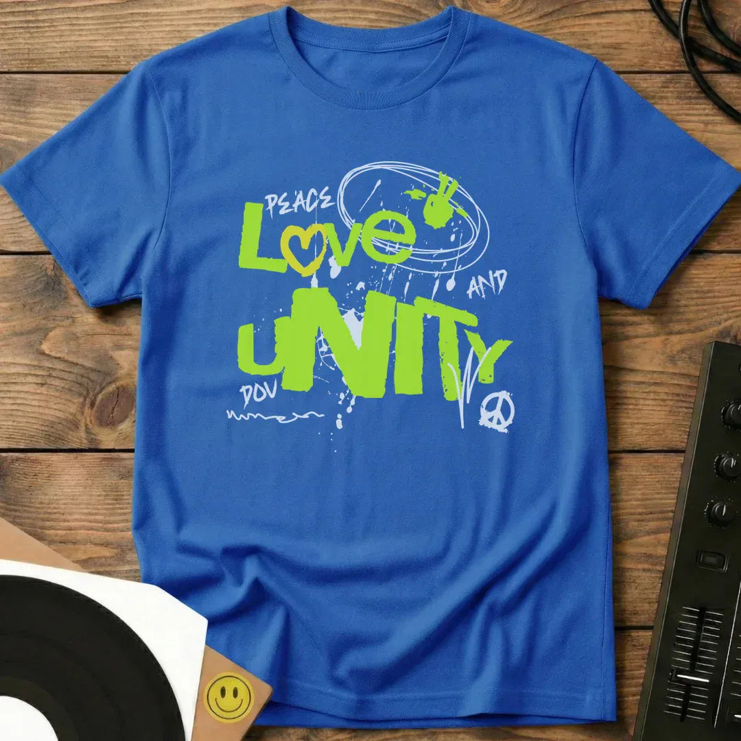 Peace Love And Unity T-Shirt Royal / S Peace Love And Unity T-Shirt