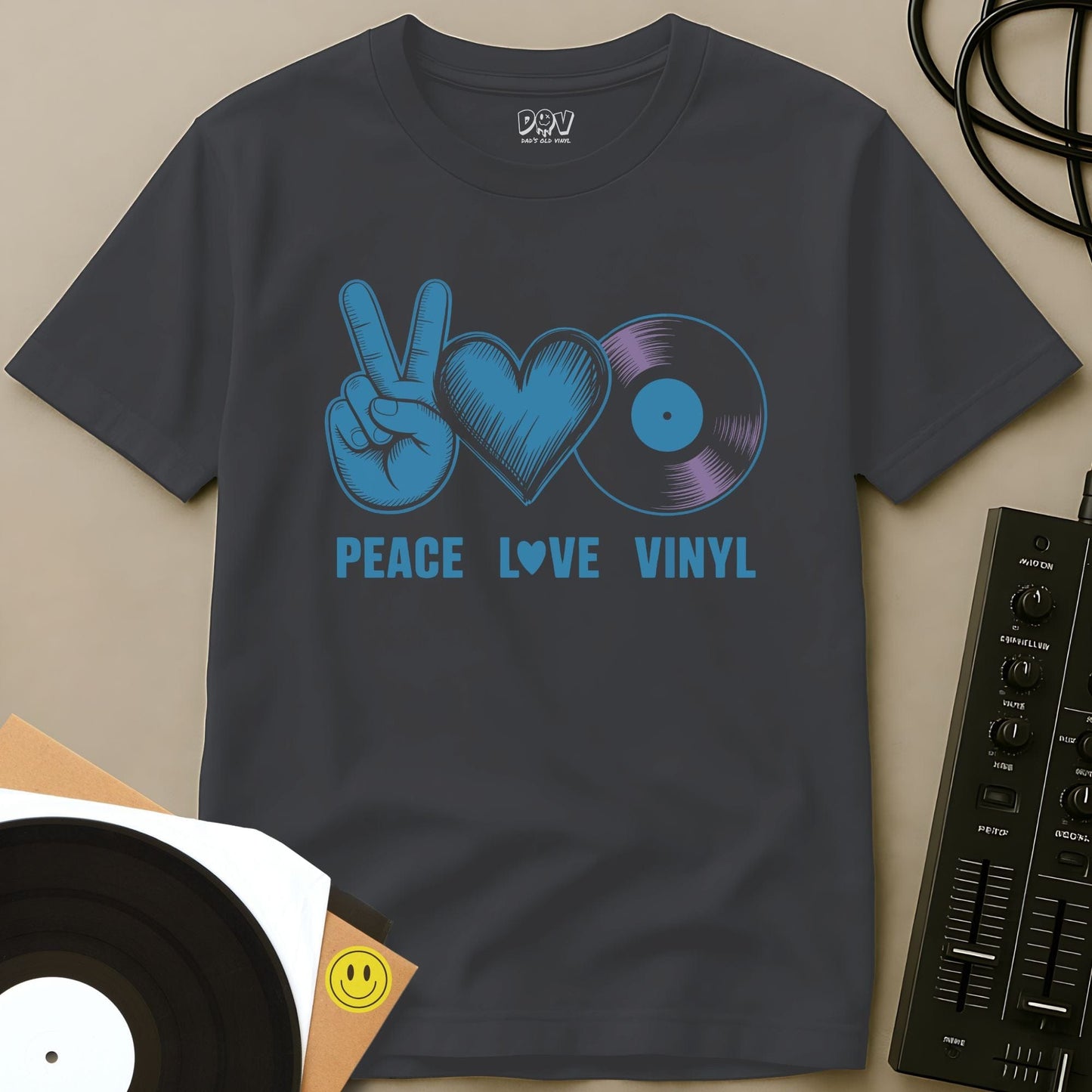 Peace, Love, Vinyl T-Shirt Charcoal / S Peace, Love, Vinyl T-Shirt