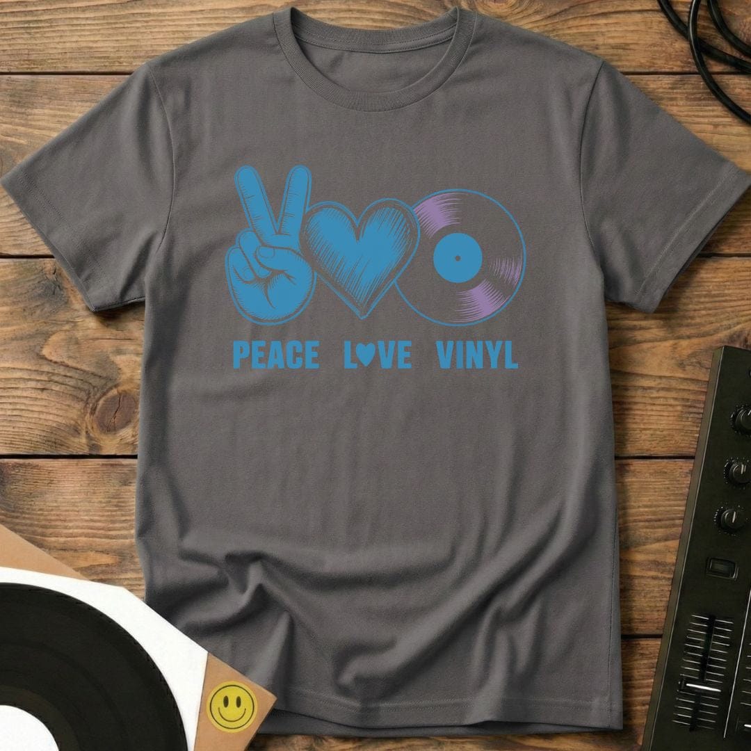Peace, Love, Vinyl T-Shirt Charcoal / S Peace, Love, Vinyl T-Shirt