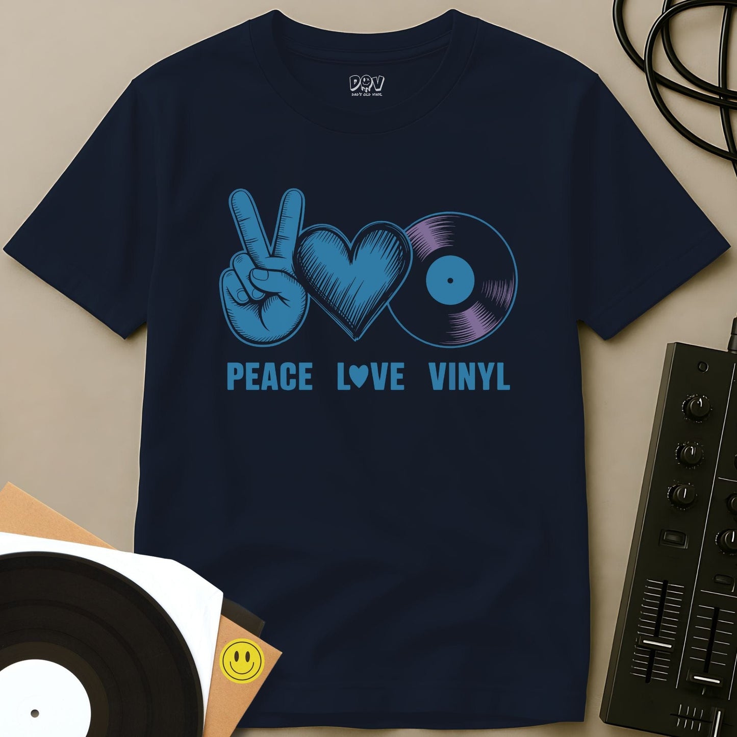 Peace, Love, Vinyl T-Shirt Navy / S Peace, Love, Vinyl T-Shirt