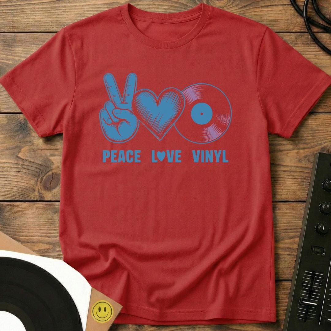 Peace, Love, Vinyl T-Shirt Red / S Peace, Love, Vinyl T-Shirt