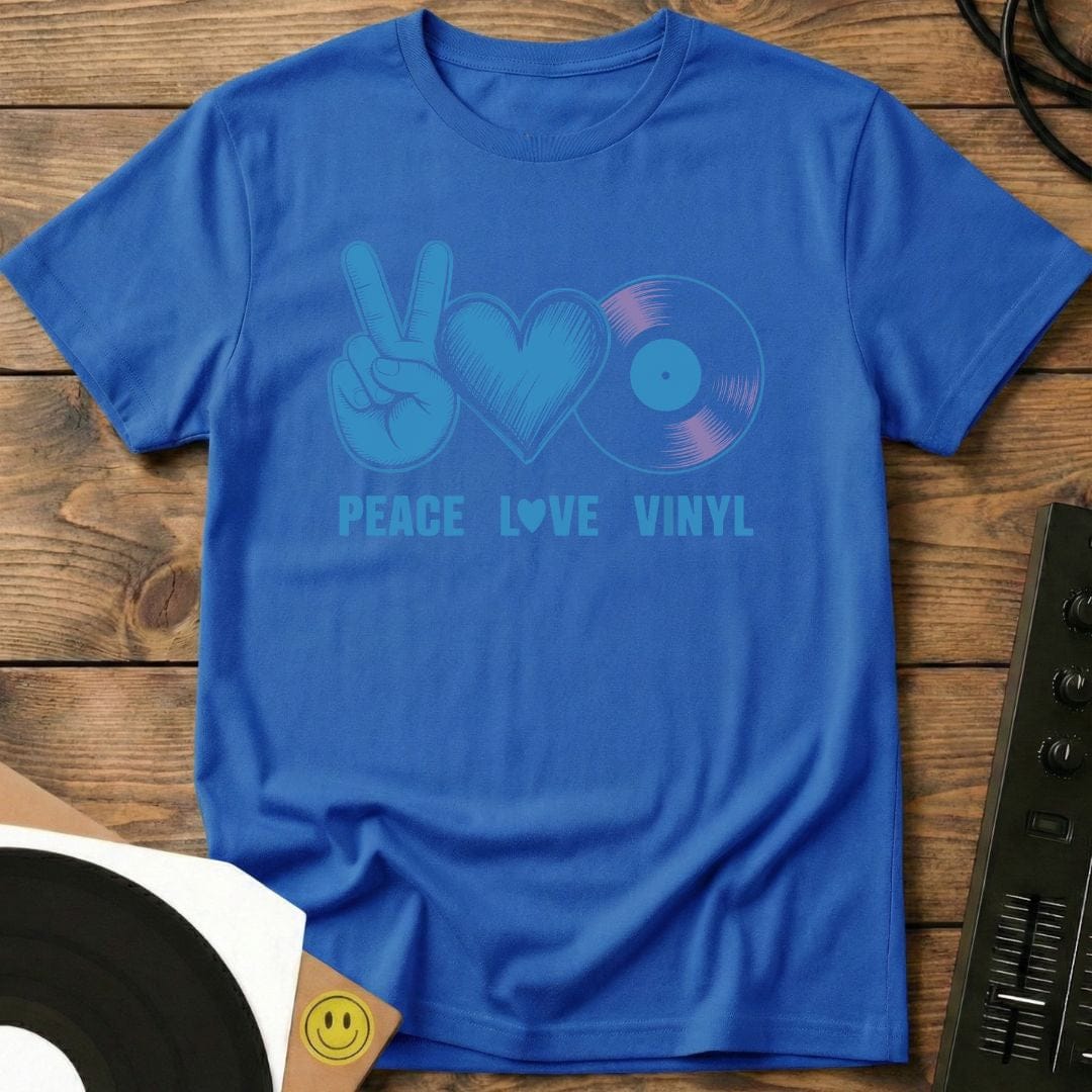Peace, Love, Vinyl T-Shirt Royal / S Peace, Love, Vinyl T-Shirt