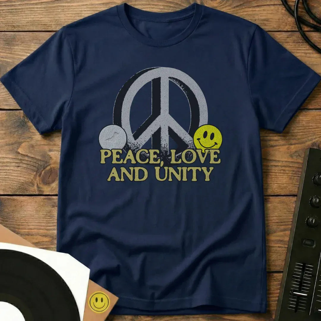 Peace Sign, Love And Unity T-Shirt Navy / S Peace Sign, Love And Unity T-Shirt