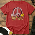 Peace Sign, Love And Unity T-Shirt Red / S Peace Sign, Love And Unity T-Shirt