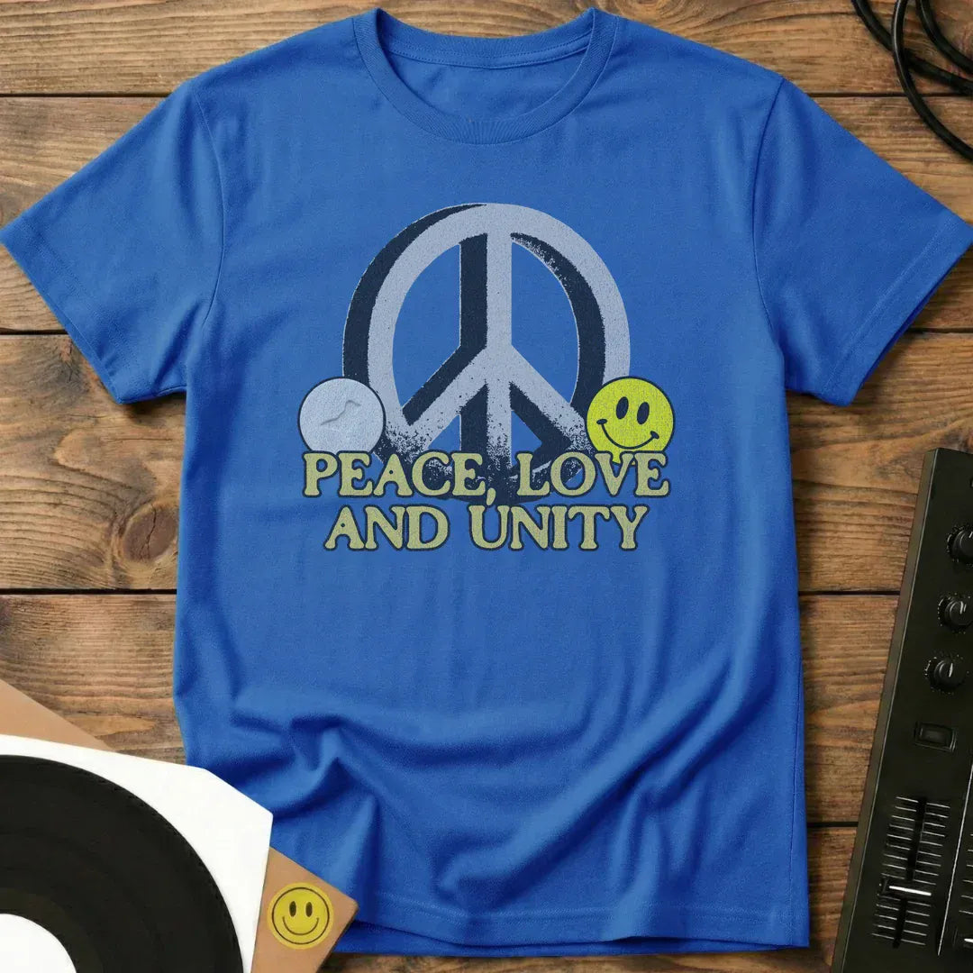 Peace Sign, Love And Unity T-Shirt Royal / S Peace Sign, Love And Unity T-Shirt