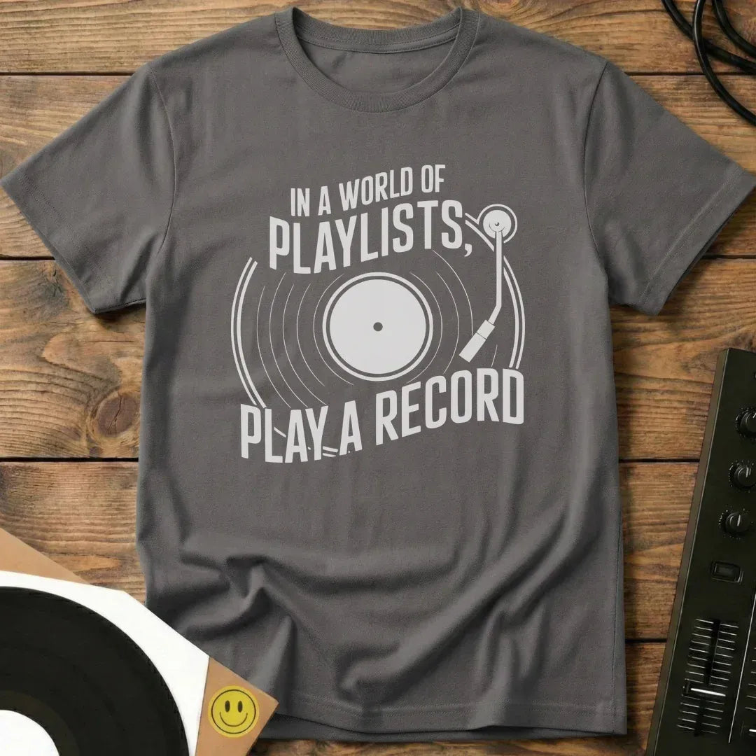 Play A Record T-Shirt Charcoal / S Play A Record T-Shirt