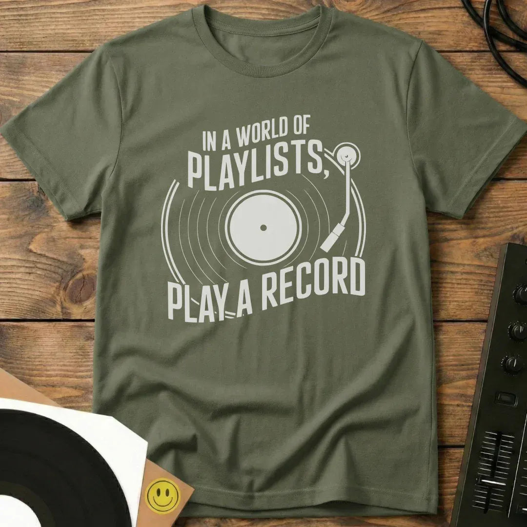 Play A Record T-Shirt Military Green / S Play A Record T-Shirt