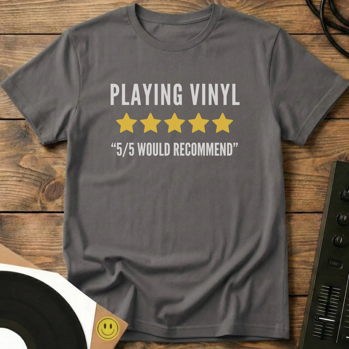 Playing Vinyl T-Shirt Charcoal / S Playing Vinyl T-Shirt