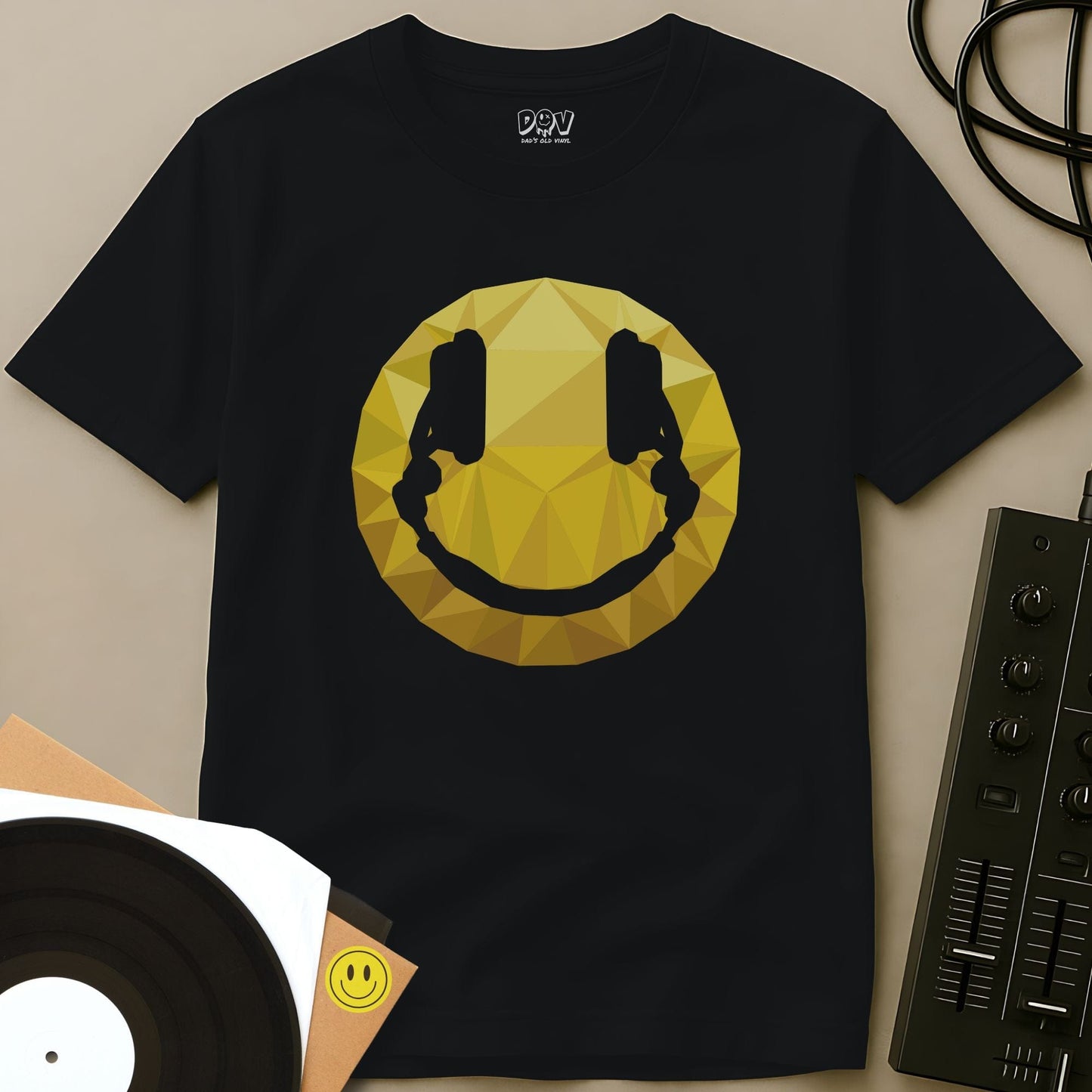 Poly Smiley DJ T-Shirt Black / S Poly Smiley DJ T-Shirt