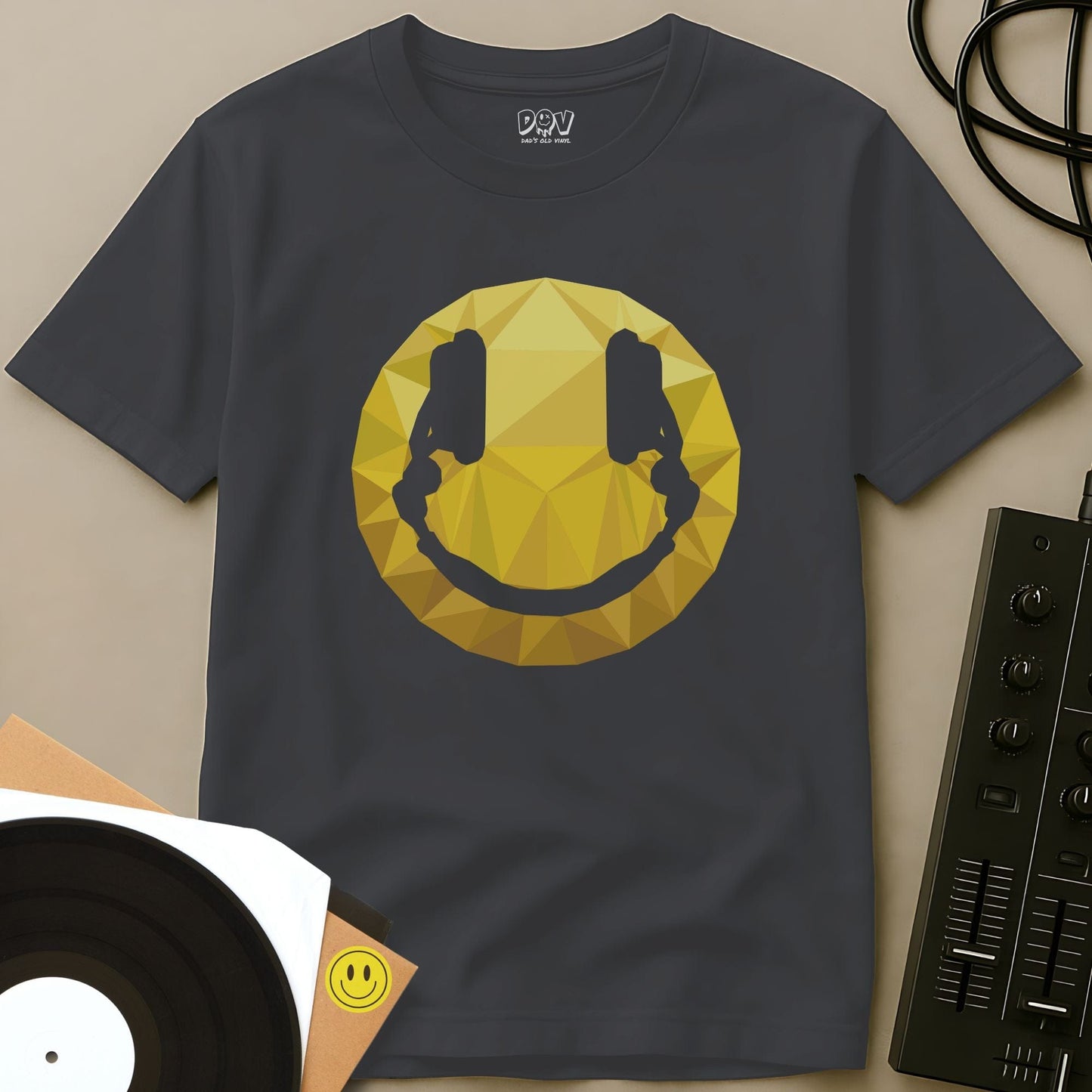 Poly Smiley DJ T-Shirt Charcoal / S Poly Smiley DJ T-Shirt