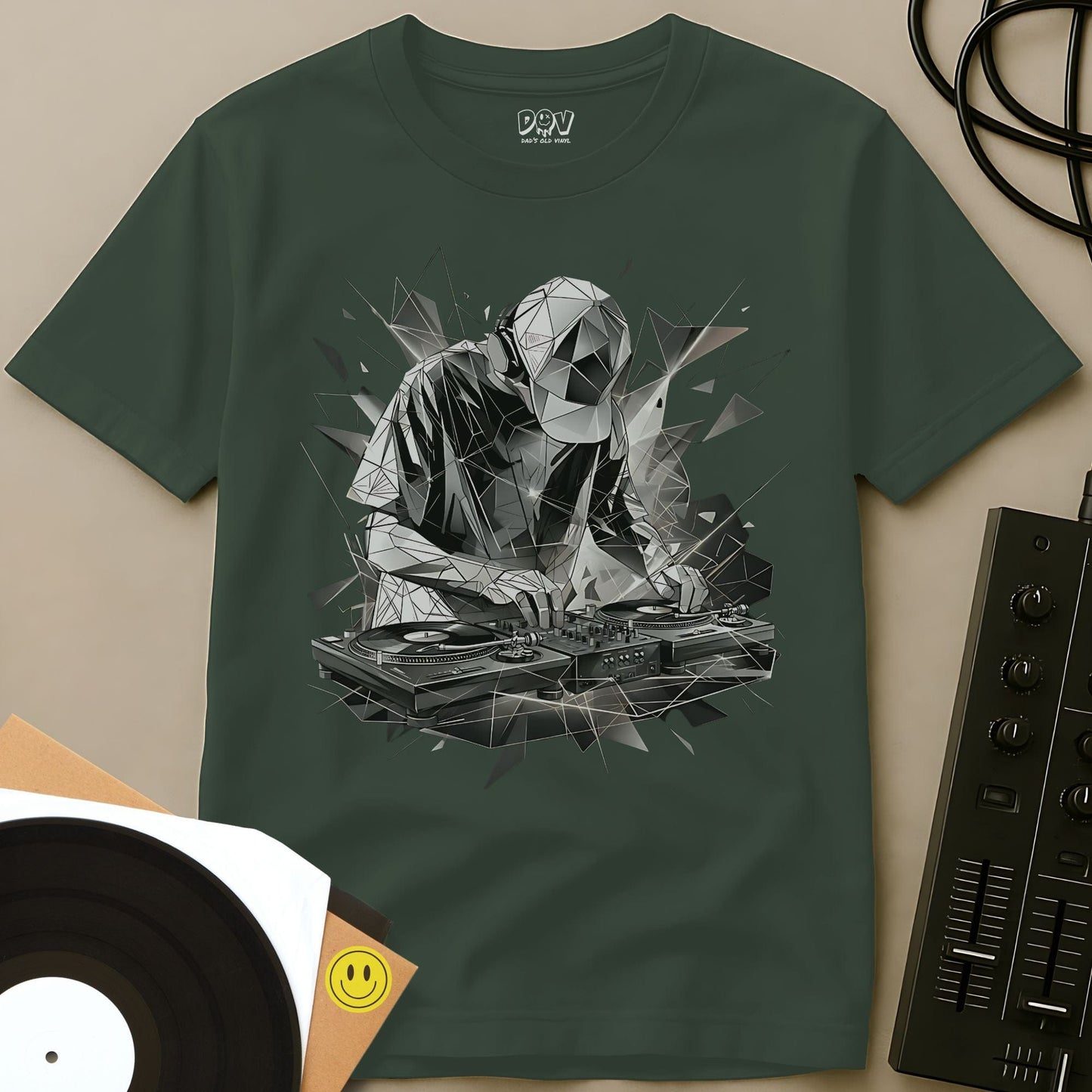 Polygonal DJ Remix T-Shirt Military Green / S Polygonal DJ Remix T-Shirt