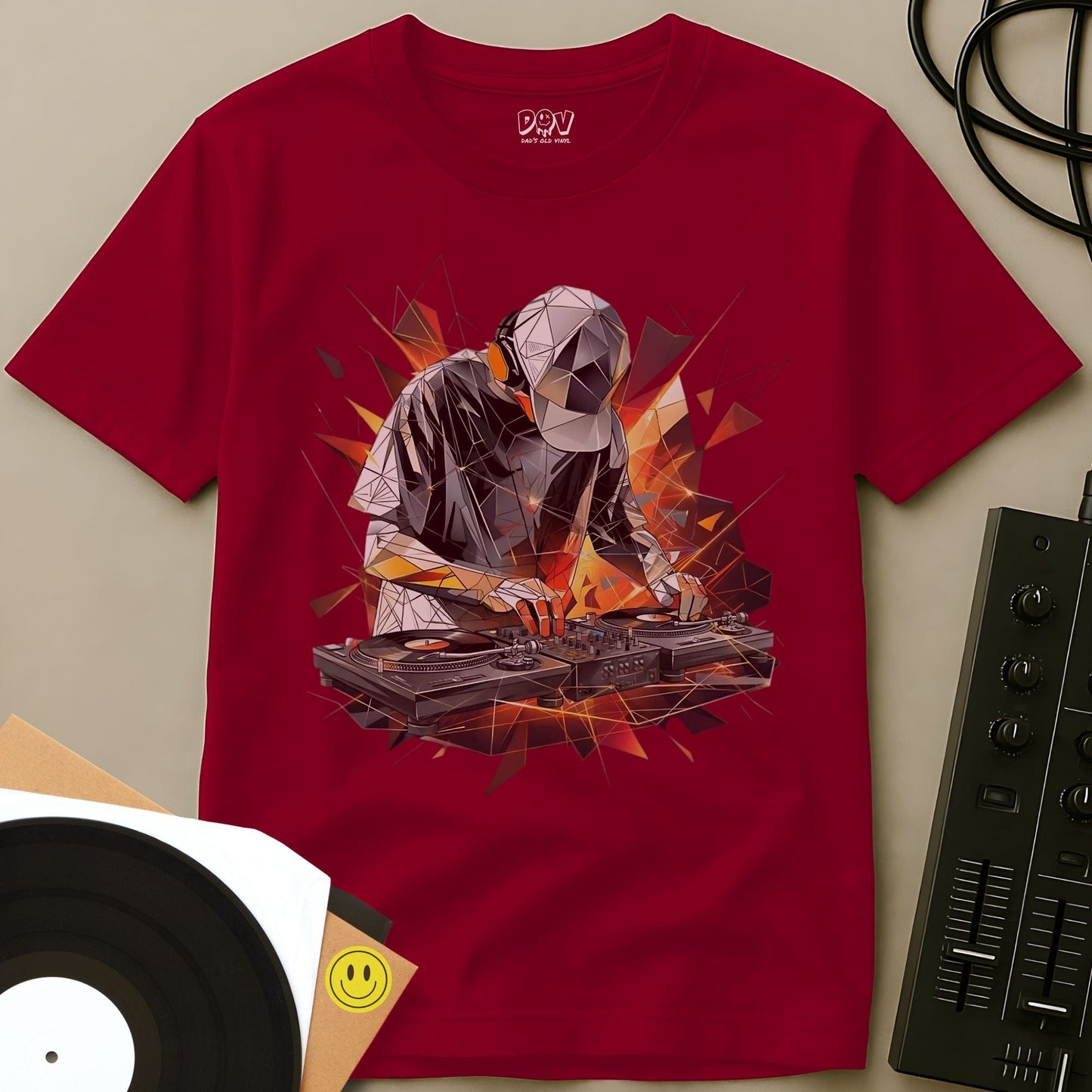 Polygonal Turntable DJ T-Shirt Red / S Polygonal Turntable DJ T-Shirt