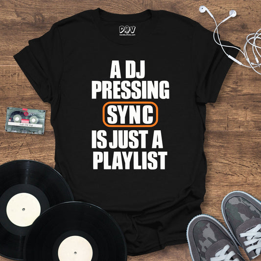 Printify A DJ Pressing Sync T-Shirt