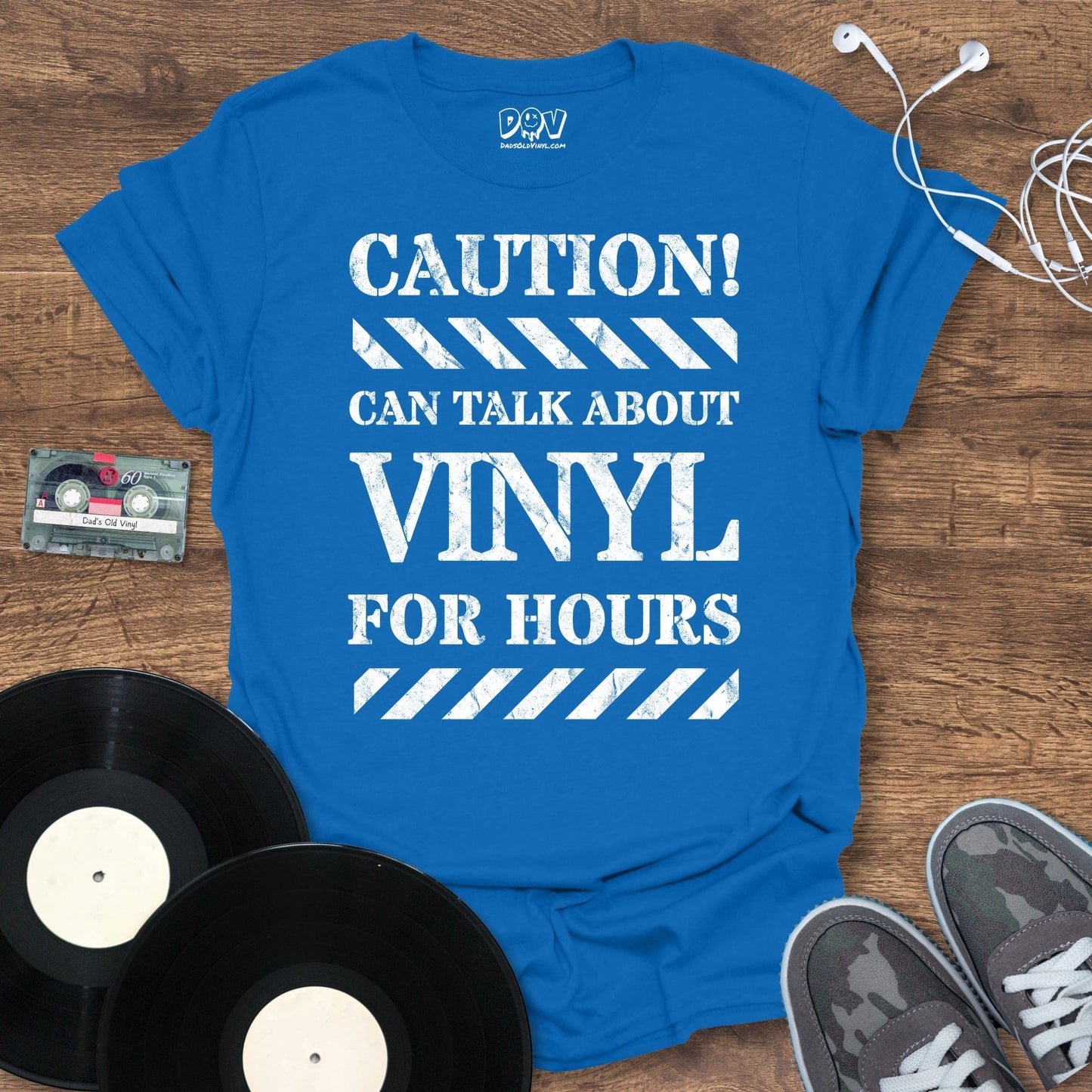 Printify Caution Can Talk About Vinyl T-Shirt