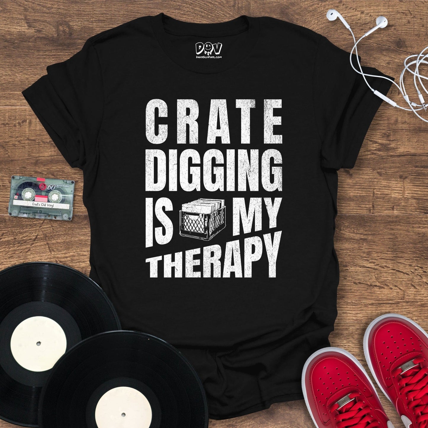 Printify Crate Digging Is My Therapy T-Shirt