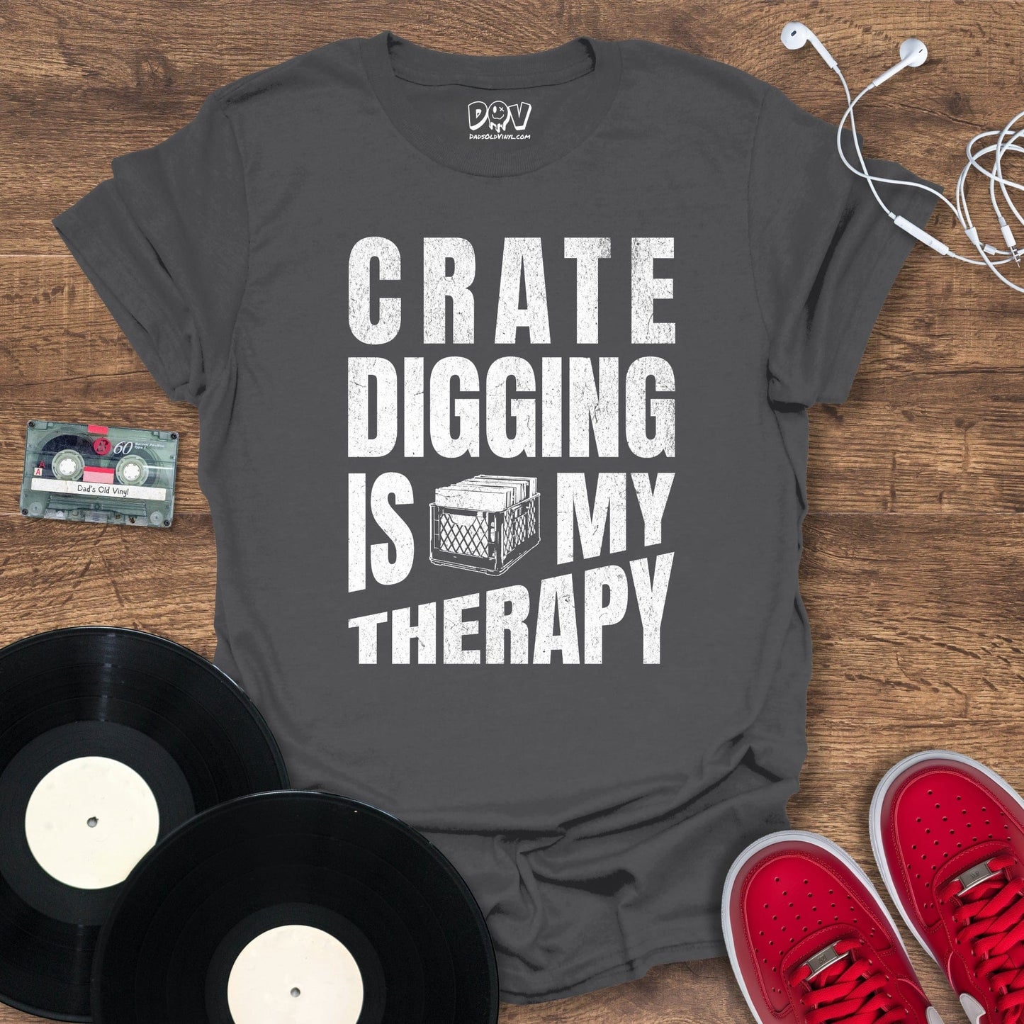 Printify Crate Digging Is My Therapy T-Shirt