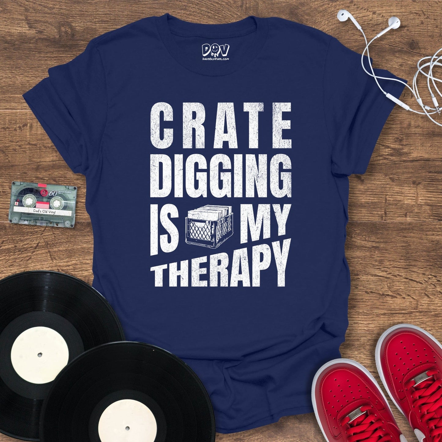 Printify Crate Digging Is My Therapy T-Shirt