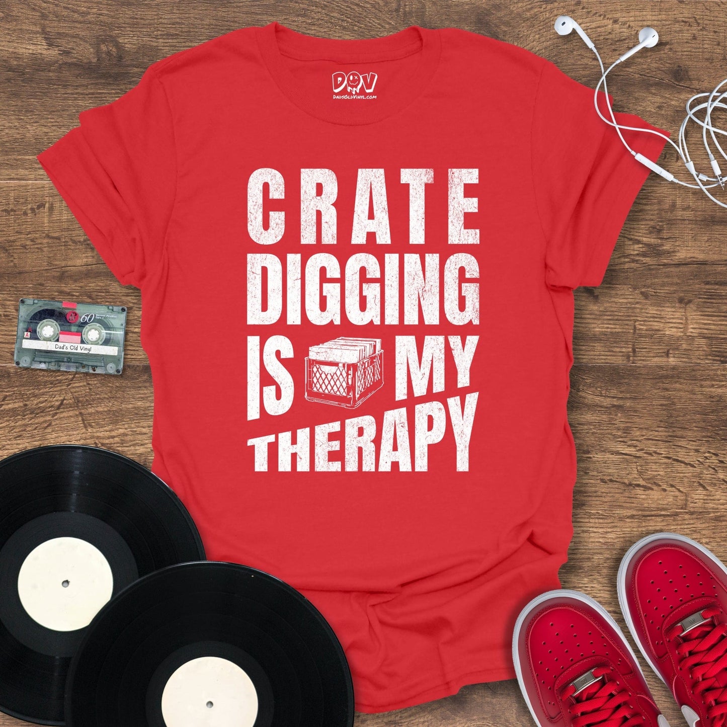 Printify Crate Digging Is My Therapy T-Shirt