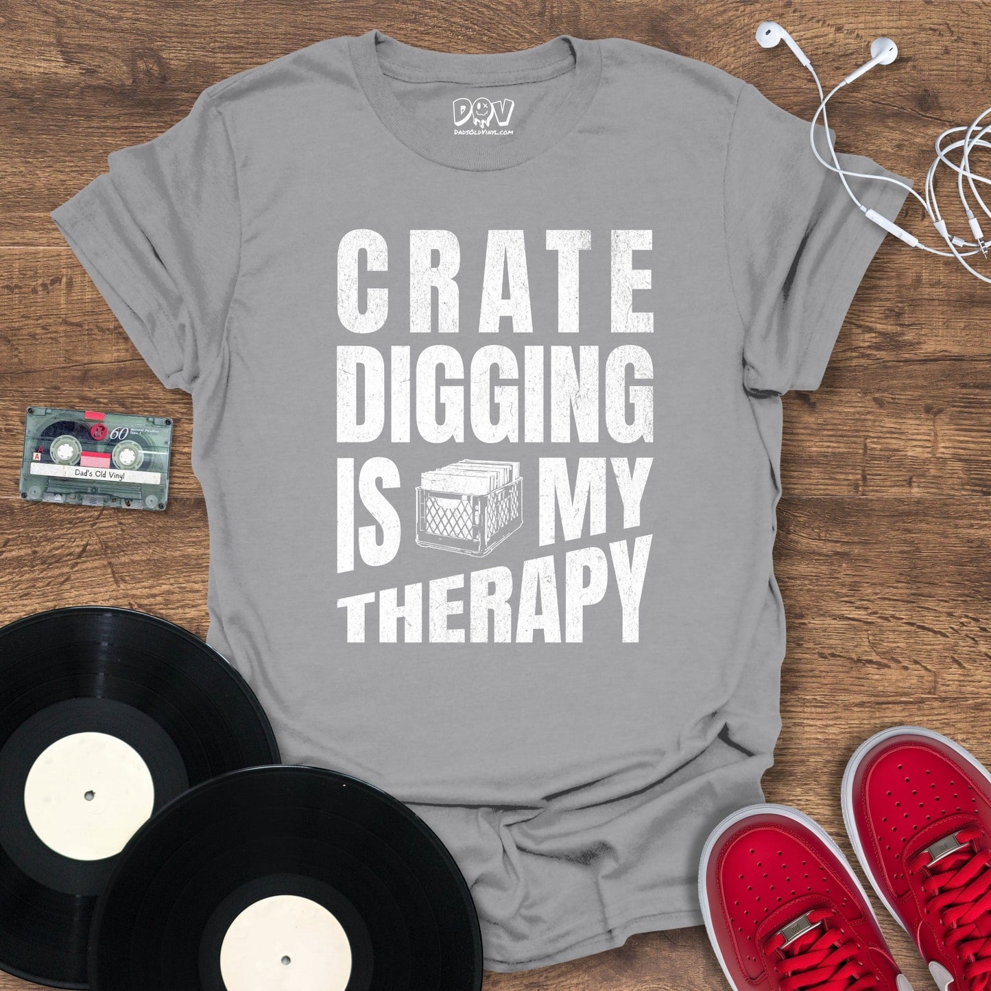 Printify Crate Digging Is My Therapy T-Shirt