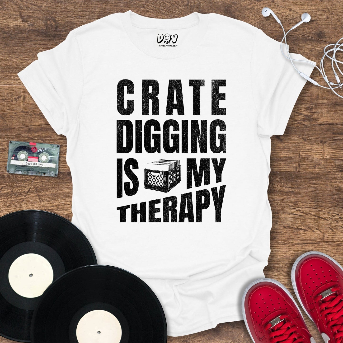 Printify Crate Digging Is My Therapy T-Shirt