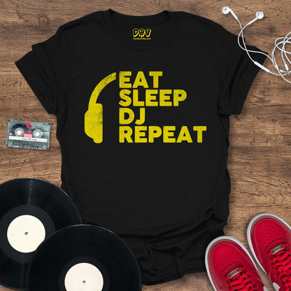 Printify Eat, Sleep, DJ, Repeat - Yellow Mix T-Shirt