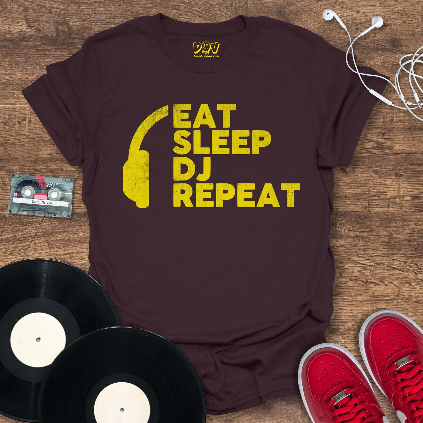 Printify Eat, Sleep, DJ, Repeat - Yellow Mix T-Shirt